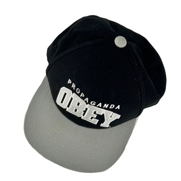 Vintage OBEY Propaganda Black and Grey Snapback Hat Cap Men Adjustable - Picture 4 of 5